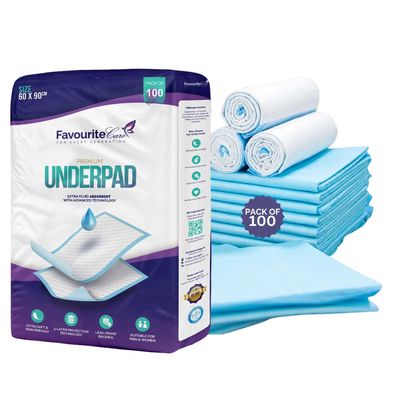 Favourite Care Professional Hospital-Grade Adult Underpads - 90x60 cm, 100 Pieces | Extra Comfort and Absorbency