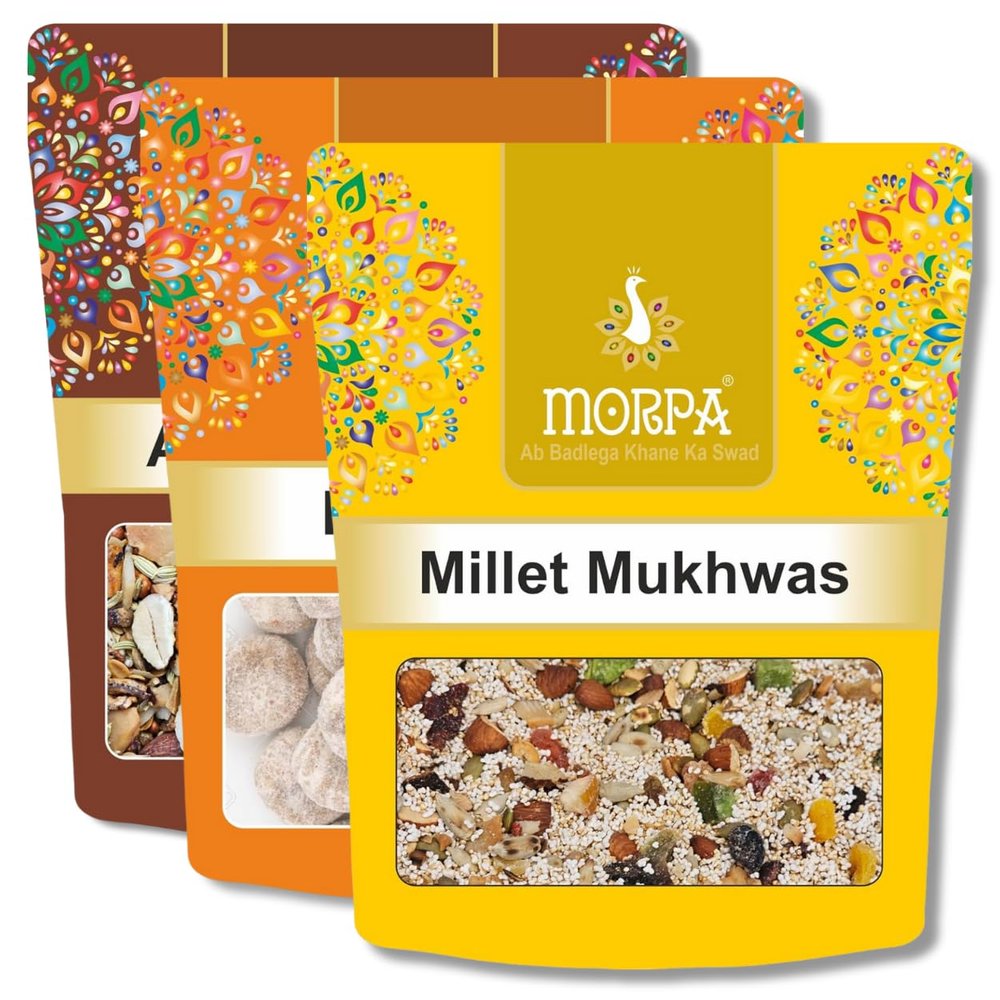 Almond Dry Fruit Delight Assorted Digestive Mouth Freshner, Digestive Hing Tikki Pachak Churan,Millet Mukhwas Mix of Almonds, Seeds and Fruits for Fresh Breath and Gut Health (200g each) |After-Meal