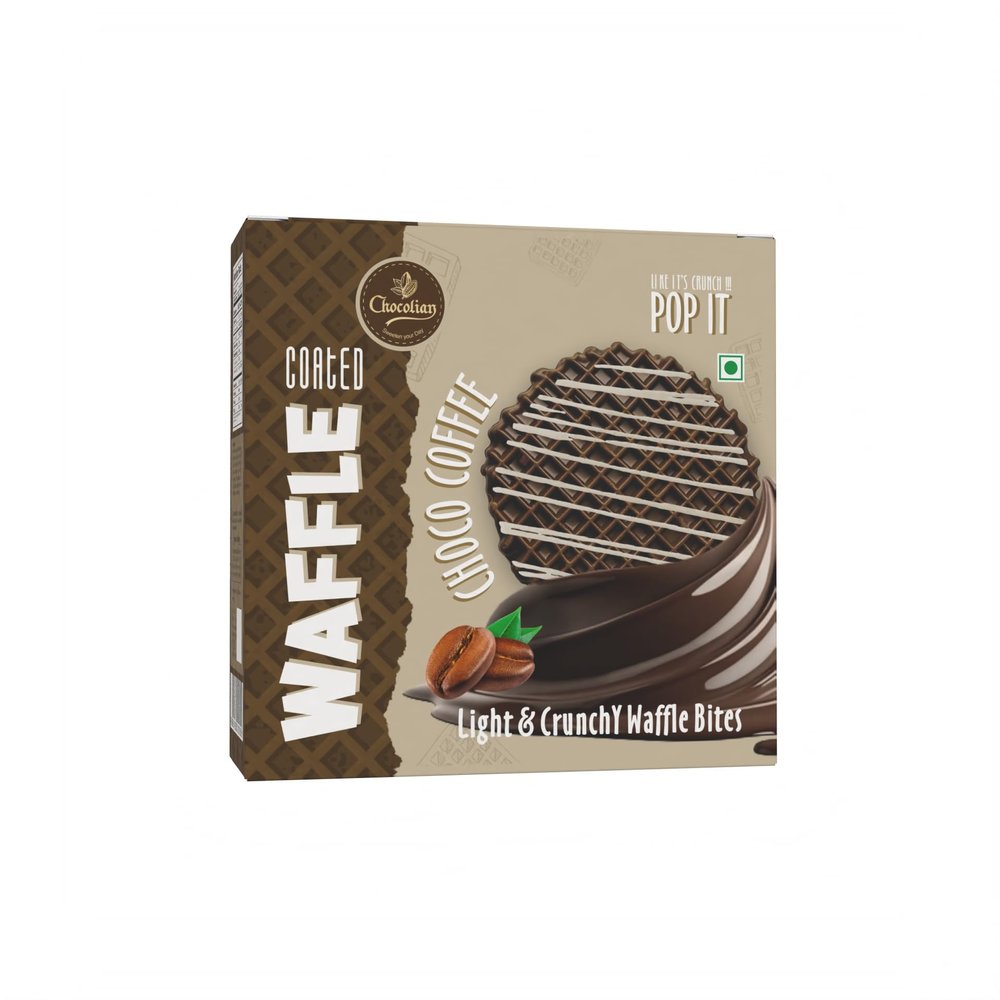 CHOCOLIAN BAKERS Dark Chocolate Coffee Waffle 60Gm 100% Eggless | Crunchy & Light | 3 Waffles per Boxes