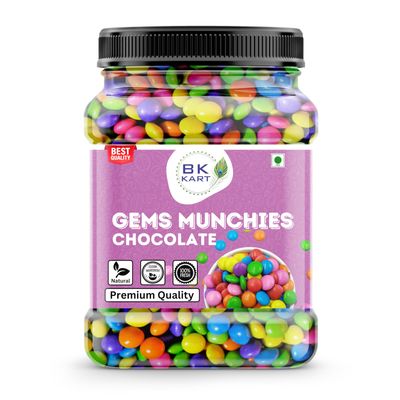 BK KART Gems Munchies Chocolate Buttons for Cake Decoration - Bright Colourful Truffles & Chocolate Buttons in Jar Pack - Perfect for Cakes, Cupcakes, and Desserts - Bold & Fun Colours (400gm)