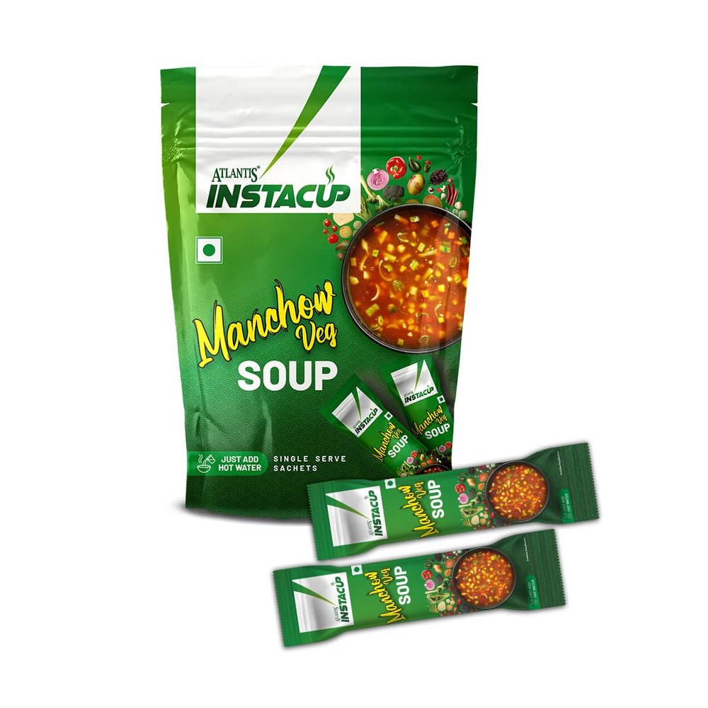 Atlantis Instacup Manchow Veg Soup, 18 Sachets of 20g Each, Single Serve