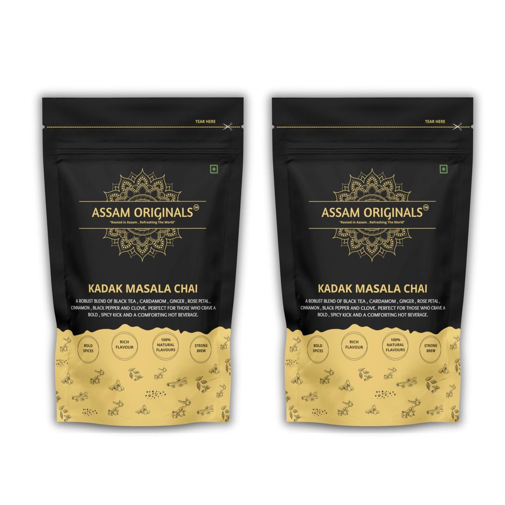 Assam Originals Kadak Masala Chai | A Blend of High Grown Assam Black CTC Tea With Indian Masala | 100% Natural Flavour | 250 g (Pack of 2)