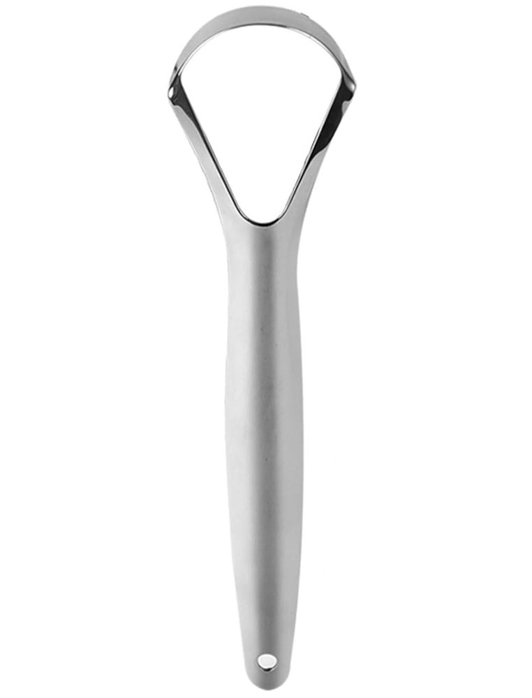 DIALDRCARE Stainless Steel Tongue Scraper for Adults, Tongue Cleaners for Reduce Bad Breath, Oral Dental Scraper - Fresher Breath (SILVER)