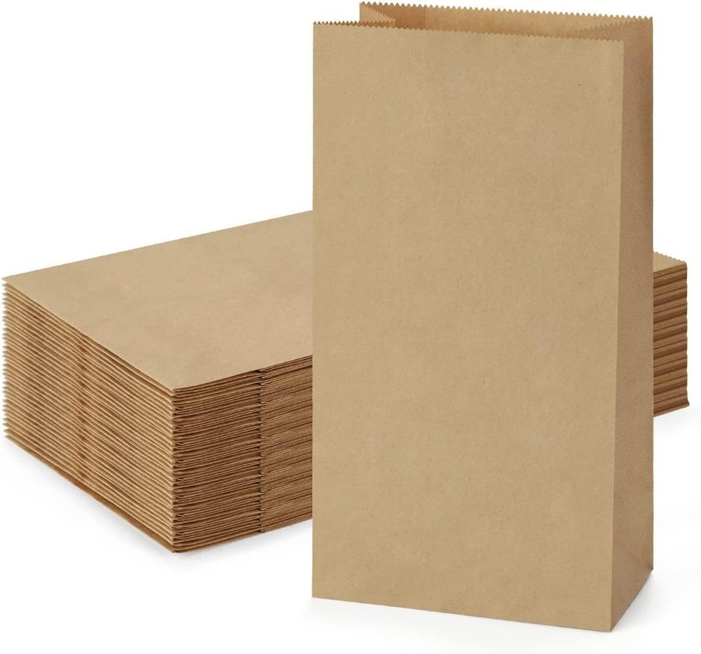 Greennest Square Bottom Paper Bags for Food | Flat Bottom Pouch | Food Grade Carry Bag | Disposable Eco-Friendly Paper Pouch | Brown Grocery Bag Bulk | Kraft Paper Bag (10x12x4in) Pack of 25