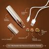 ENINAS Eyebrow Trimmer for Women, 3 in 1 Rechargeable Facial Hair Remover with Replaceable Heads, Professional Painless Personal Hair Removal Eyebrow Razor with Indicator Lights, (Brown) view 2