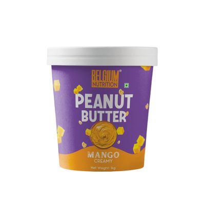 Belgium Nutrition Creamy All-Natural Peanut Butter - 24g Protein & 5g Dietary Fiber, Made with Premium Roasted Nuts, No Added Sugar, Non-GMO, Gluten-Free, Smooth & Spreadable | Muscle Building | 6g Fiber | Pre & Post-Workout Snacks [1Kg, Mango]