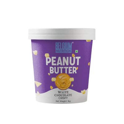 Belgium Nutrition Creamy All-Natural Peanut Butter - 24g Protein & 5g Dietary Fiber, Made with Premium Roasted Nuts, No Added Sugar, Non-GMO, Gluten-Free, Smooth & Spreadable | Muscle Building | 6g Fiber | Pre & Post-Workout Snacks [1Kg, White Chocol