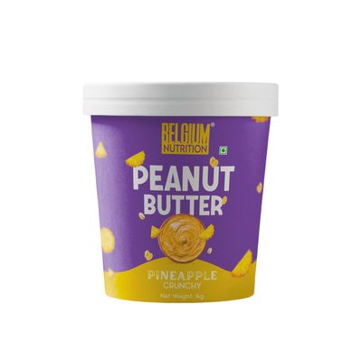 Belgium Nutrition Creamy All-Natural Peanut Butter - 24g Protein & 5g Dietary Fiber, Made with Premium Roasted Nuts, No Added Sugar, Non-GMO, Gluten-Free, Smooth & Spreadable | Muscle Building | 6g Fiber | Pre & Post-Workout Snacks [1Kg, Pineapple Cr
