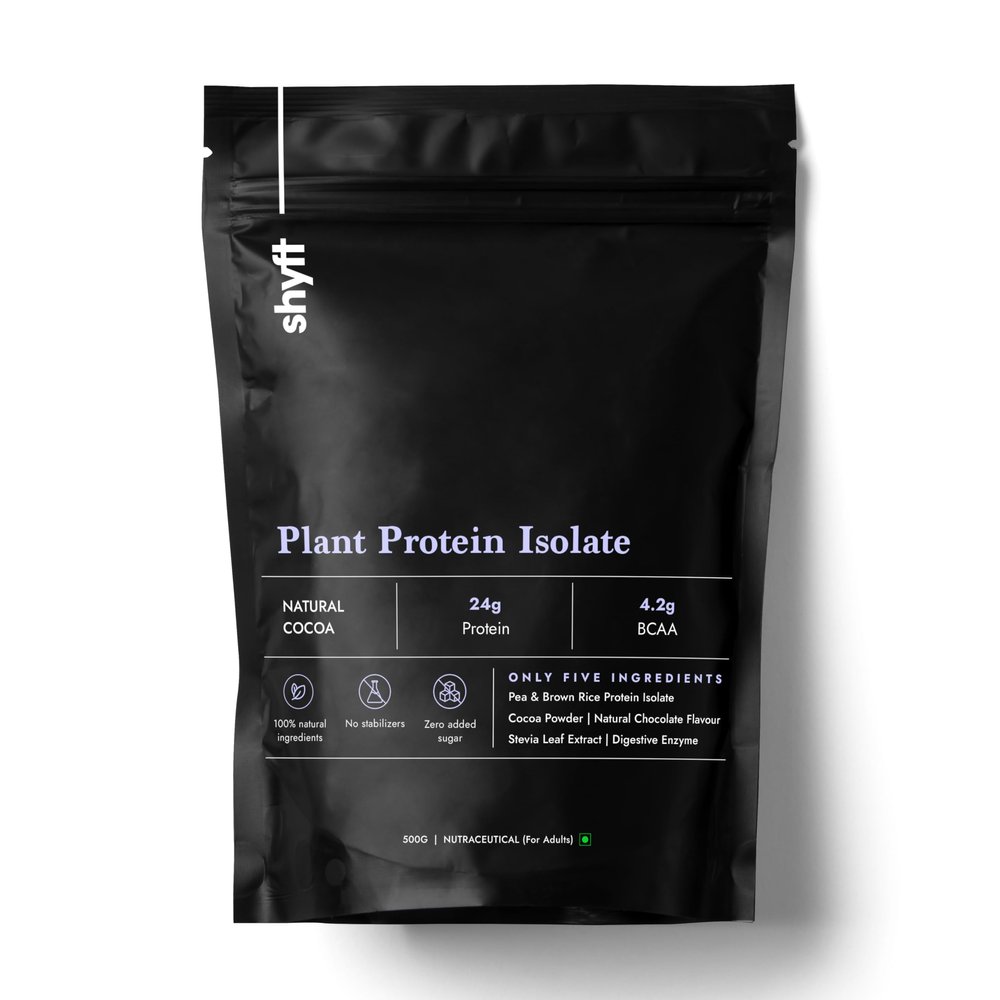 Shyft Plant Protein Isolate | Natural Cocoa - 500g | Pea & Rice Protein | 24g Protein, 4.2g BCAA | Easy to Digest | Complete Amino Acid Profile | Just 5 Natural Ingredients | No Chemicals | Chocolate