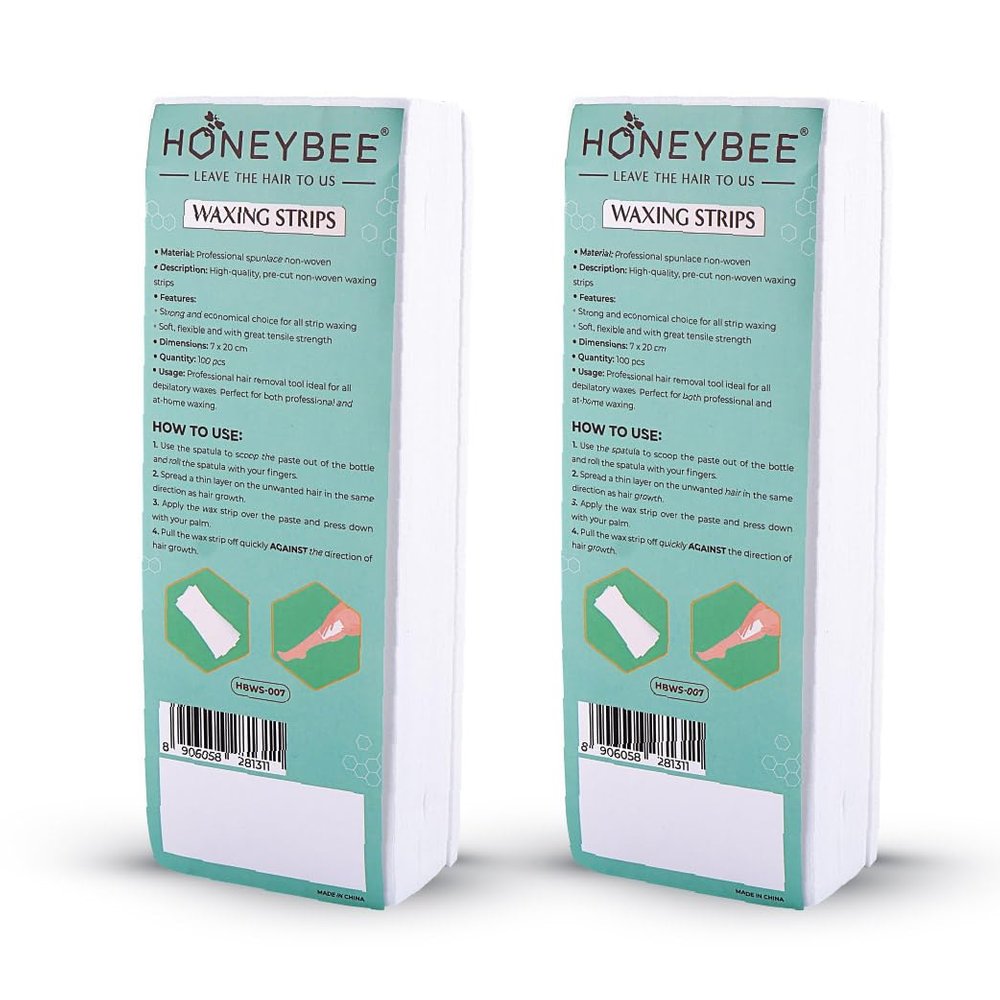 HoneyBee Women's Non-Woven Unisex Plain Waxing Strips Hair Removal for Wax of Legs, Arms, Underarms, Full Body | For All Skin Types | Hair-Free Smooth Skin, Gentle Hair Removal wax Strip - Pack of 200