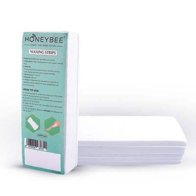 HoneyBee Women's Non-Woven Unisex Plain Waxing Strips Hair Removal for Wax of Legs, Arms, Underarms, Full Body | For All Skin Types | Hair-Free Smooth Skin, Gentle Hair Removal - Pack of 100