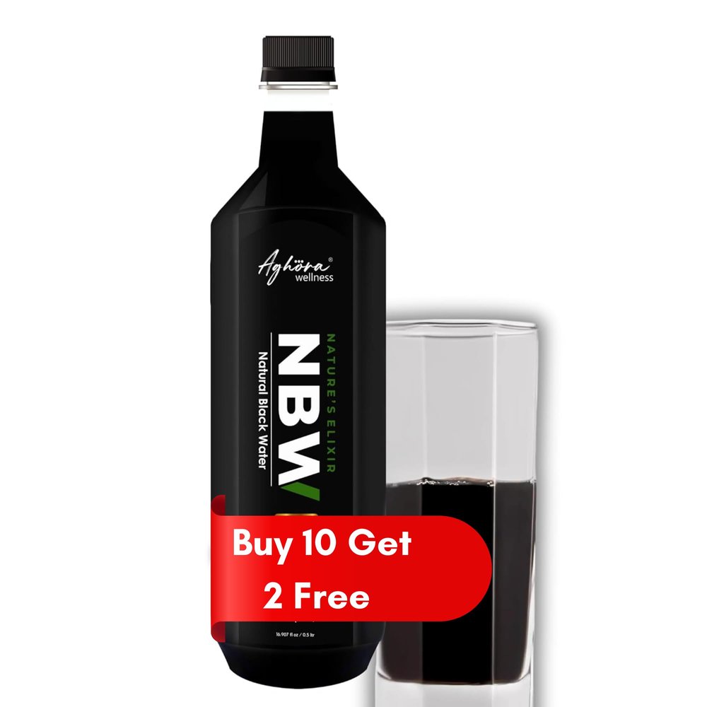 AGHORA Black Alkaline Water - 500 ML | Natural, Organic, Vegan, Gluten-Free, Non-GMO, and Lactose-Free | Infused with 77+ Trace Minerals & Powerful Electrolytes (500 ML (Pack of 10+2))