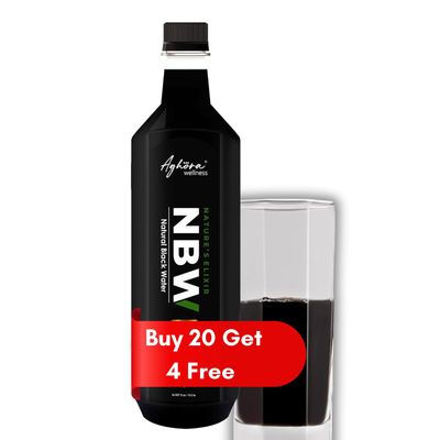 AGHORA Black Alkaline Water - 500 ML | Natural, Organic, Vegan, Gluten-Free, Non-GMO, and Lactose-Free | Infused with 77+ Trace Minerals & Powerful Electrolytes (500 ML (Pack of 20+4))