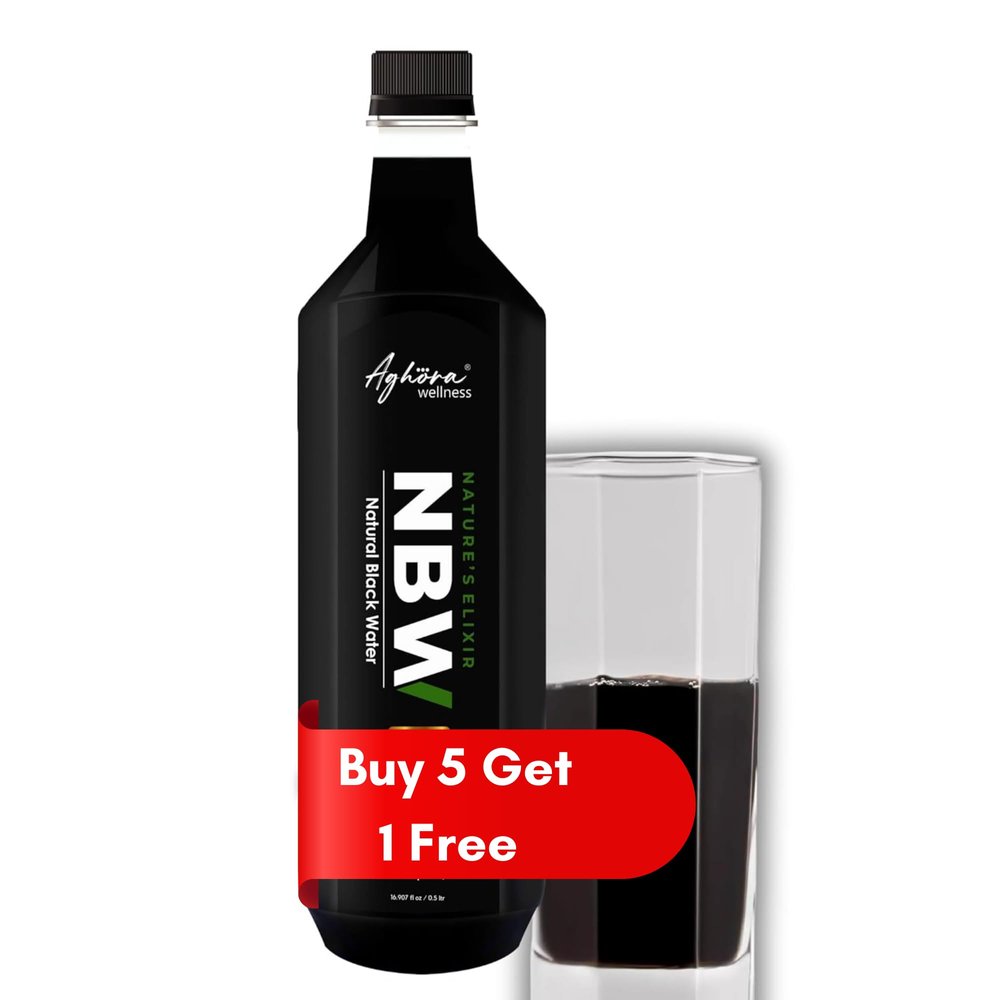AGHORA Black Alkaline Water - 500 ML | Natural, Organic, Vegan, Gluten-Free, Non-GMO, and Lactose-Free | Infused with 77+ Trace Minerals & Powerful Electrolytes (500 ML (Pack of 5+1))