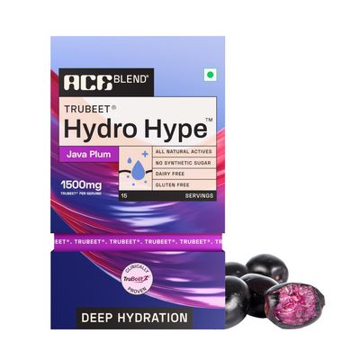 Ace Blend Hydro Hype (45 Sachets) | Energy & Blood Flow | Instant Hydration | Full-Spectrum Electrolytes | 100% Natural Beetroot Extract with Multi Vitamins & Minerals | Java Plum