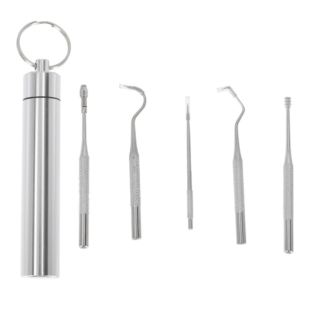 NavaFresh Basics Portable Plaque Stainless Steel Set Portable Mini Travel Plaque and Tartar Remover with Stain Eraser Tooth Pick Interdental Pick Oral Hygiene Tooth Kit Flossing Tool Scraper