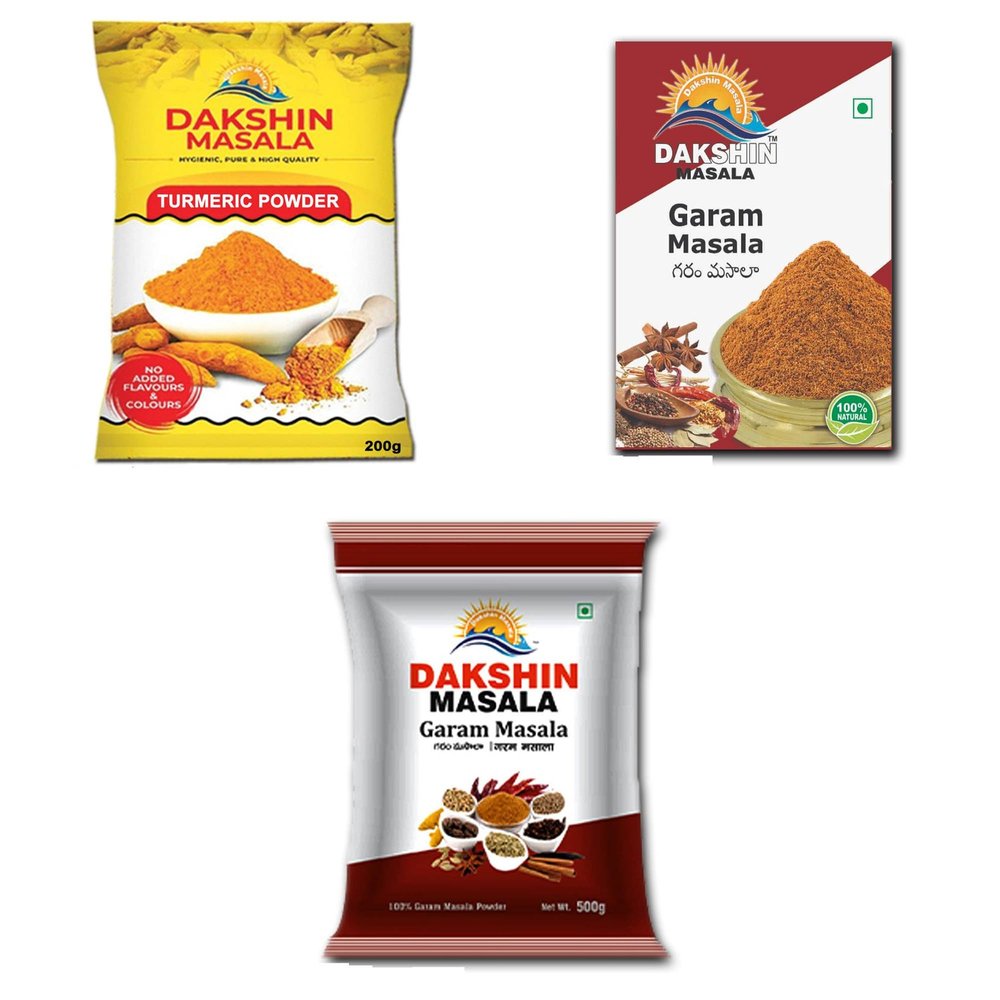 TURMERIC POWDER 200g (3 PACKETS,) GARAM MASALA 50g Box (3 PACKETS AND) GARAM MASALA 500g (3 PACKETS,) PACK OF 9