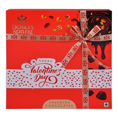DESSERTSPRING WARM GREETINGS - 185G - MESSAGE BOX - PINK - HAPPY VALENTINES DAY - GIFT HAMPER, FORMAL GIFTING, CORPORATE GITFING, CHOCOLATE GIFT PACK OF 3