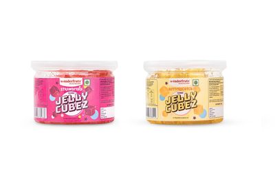 Wonderfrutz Fruit Flavoured Jelly Cubes | Ideal for Kids | Perfect Topping for Ice Creams, Milk Shake, Cake, Curd, Fruit Shakes | Top up for Juice & Cocktails, Jelly Toffee | 100% Gelatin Free (200gm) (Strawberry & Butterscotch)