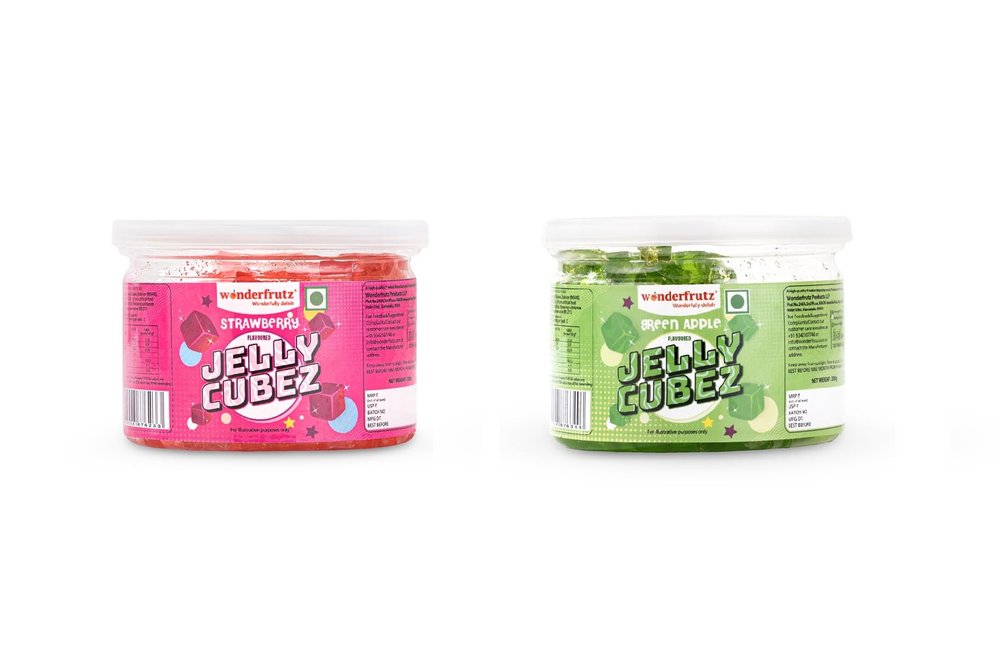 Wonderfrutz Fruit Flavoured Jelly Cubes | Ideal for Kids | Perfect Topping for Ice Creams, Milk Shake, Cake, Curd, Fruit Shakes | Top up for Juice & Cocktails, Jelly Toffee | 100% Gelatin Free (200gm) (Strawberry & Green Apple)