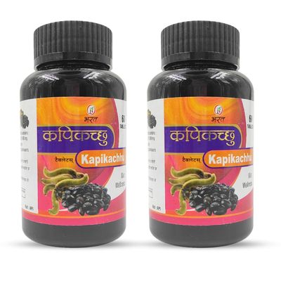 Bharat Ayurvedic Aushdhalaya Kapikachu Tablet | Pure,Natural Herbs Extracts | 60 Tablets (Pack of 2)