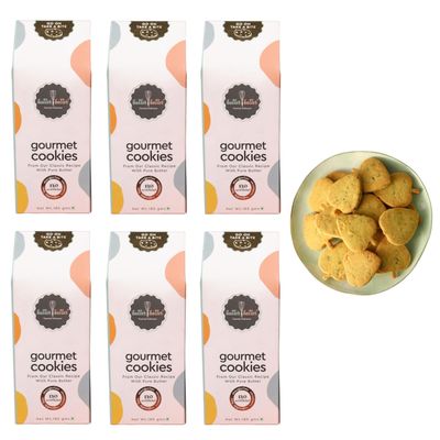 Butter Batter Gourmet Premium Cookies with Curry Leaves flavour | 100% EggLess, Pure Butter, No Margarine and No Preservatives Biscuits Perfect for snacking dessert or gifting | Pack of 6, 1080gm (180gm x 6)