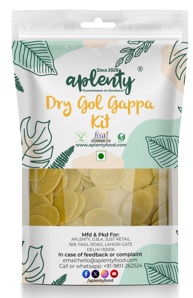 Aplenty Gol Gappa Pani Puri Kit Ready To Fry 400gm (Wheat Gol Gappe Papad 140 Piece + Instant Khatta Pudina Pani + Meetha Pani) | Dry GolGappa Combo