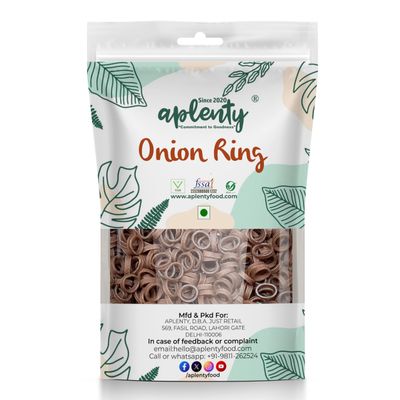 APLENTY Crunchy Onion Rings Fryums Papad with Tastemaker - 400g | Healthy Snacks | Fry Or Microwave | Lord of The Ring Shape (400g)