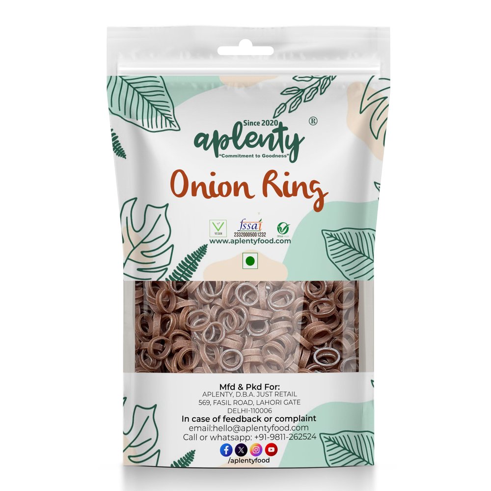APLENTY Crunchy Onion Rings Fryums Papad with Tastemaker - 400g | Healthy Snacks | Fry Or Microwave | Lord of The Ring Shape (400g)