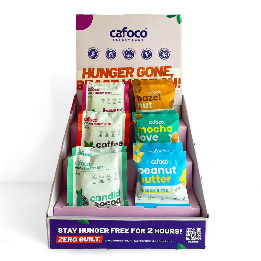 CAFOCO All In One Mixed Energy Bars with No Added Sugar, High Plant Protein, Fibre Nutrition, No Preservatives, Healthy Sugar-Free Protein Snack Bites for Quick & Easy Breakfast_Pack of 12x30g Each