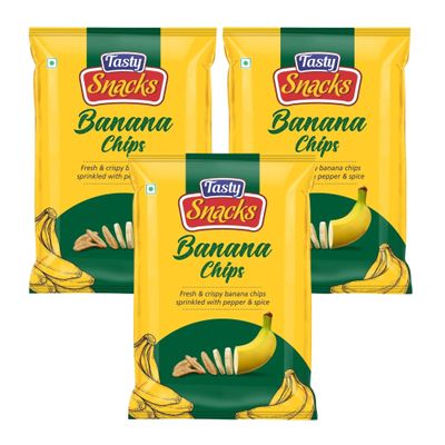 Tasty Snacks Kerala Banana Chips Thin Crunch Crispy Snacks 200 g (Pack of 3) Peri-Peri Flavour
