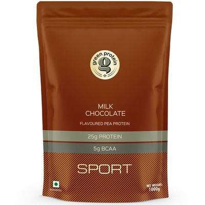 GREEN PROTEIN Sport Pea Protein Isolate Powder, 100% Vegan 25gm Plant Protein (Milk Chocolate (1kg))