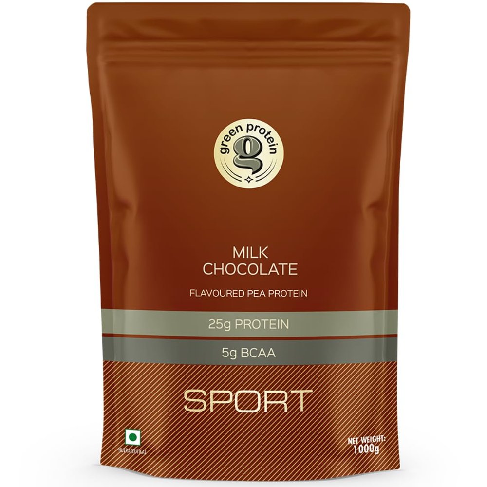 GREEN PROTEIN Sport Pea Protein Isolate Powder, 100% Vegan 25gm Plant Protein (Milk Chocolate (1kg))