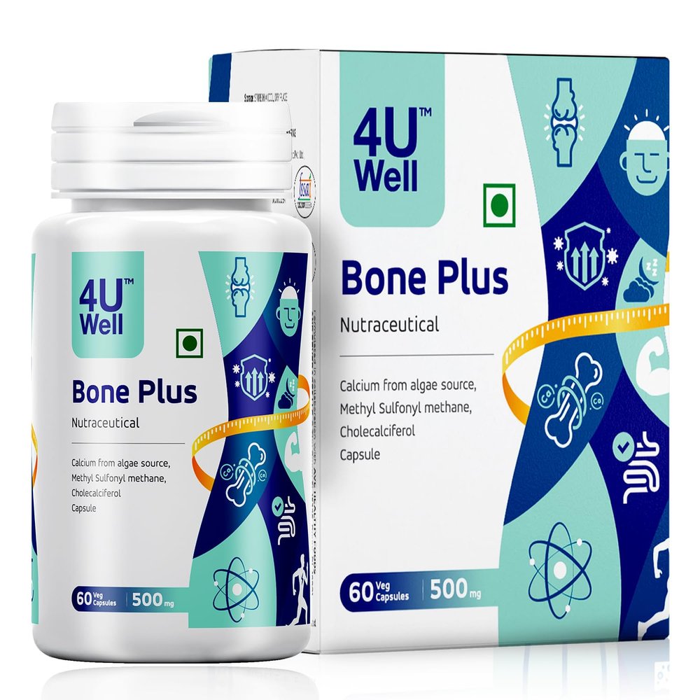4UWELL Bone Plus Capsule 500mg | Bone Health, Joint Support Supplement, Mobility & Strength Formula | 60 Capsules