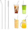 CROCKERY HUB Reuseble Glass Straw with Straw Cleaner Brush Transparent Clear Reusable Straw Glass, Elegant Alternate to Stainless Steel Straws for Drinking Juice, Smoothie (2 Straw & 2 Cleaning Brush) view 2