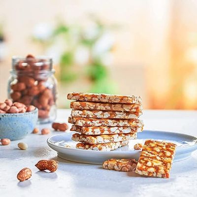 Chikki Jar, Peanut Bar, | Prem Varieties | Gajak | Sweets | Made with Jaggery | Gazak (40 pieces, 16g each 700 g)