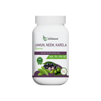 Dawaibazar Jamun, Neem, Karela Churna | Maintaining Blood Sugar Levels | Diabetes | Natural - No Added Sugar 100gm |100% Organic (pack of 2)100gram each