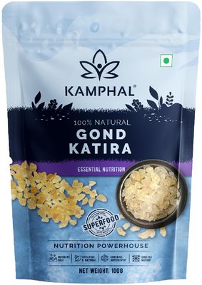 Kamphal Premium Gond Katira 100gm | Pure 100% Natural Almond Gum, Badam Pisin | Tragacanth Gum | High Cooling Properties | Superfood