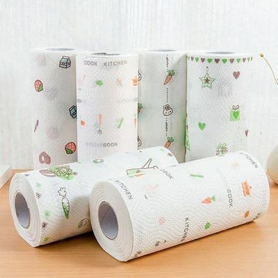 GOPSZOME Non-Woven Reusable & Washable Kitchen Printed Tissue Roll, Non-stick Oil Absorbing Paper Roll, Kitchen Special Paper Towel, Wipe Paper Dish Cloth Cleaning Cloth (Pack of 1=50 Tissue Sheets)