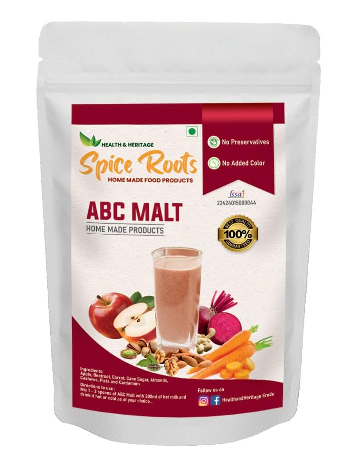 ABC Malt Natural Drink Mix - Spice Roots| 100 Gm Pack | Apple Beetroot Carrot Almonds & Cashews | Hot & Cold mix | No Preservatives, No White Sugar - 100% Natural