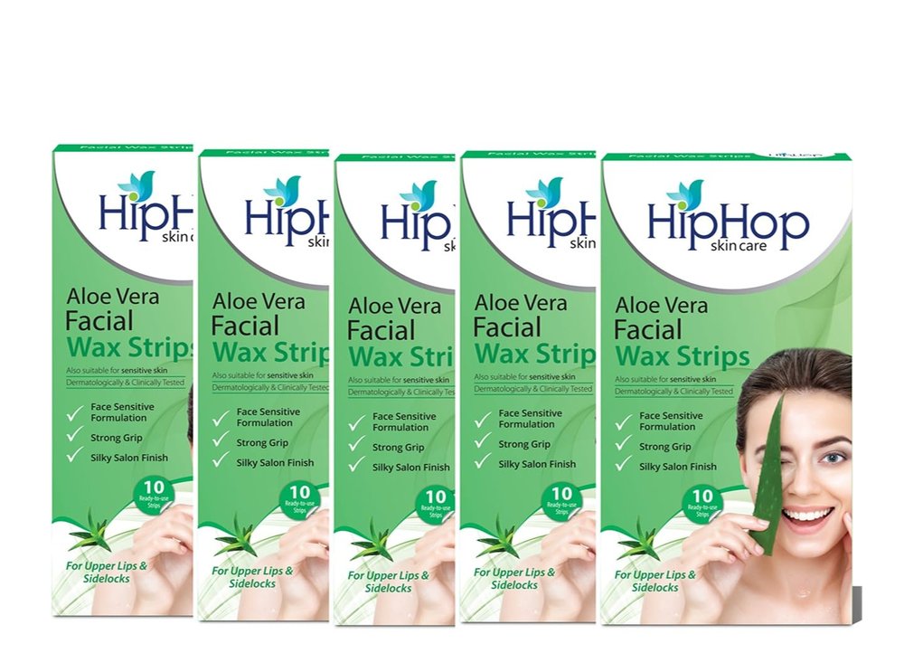 HipHop Skincare Facial Wax Strips with Aloe Vera Facial Wax Strips (50 Strips) Pack Of 5