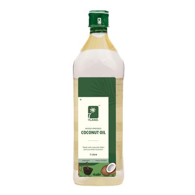7LAND Cold Pressed Coconut Oil (Mara Chekku/Ghani), Unrefined and Single Filtered | Farm Made, Naturally Fallen Coconuts (1 Litre)