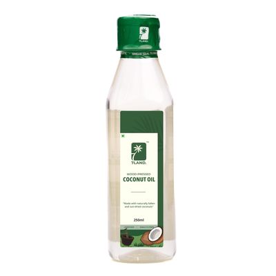 7LAND Cold Pressed Coconut Oil (Mara Chekku/Ghani), Unrefined and Single Filtered | Farm Made, Naturally Fallen Coconuts (250ml)