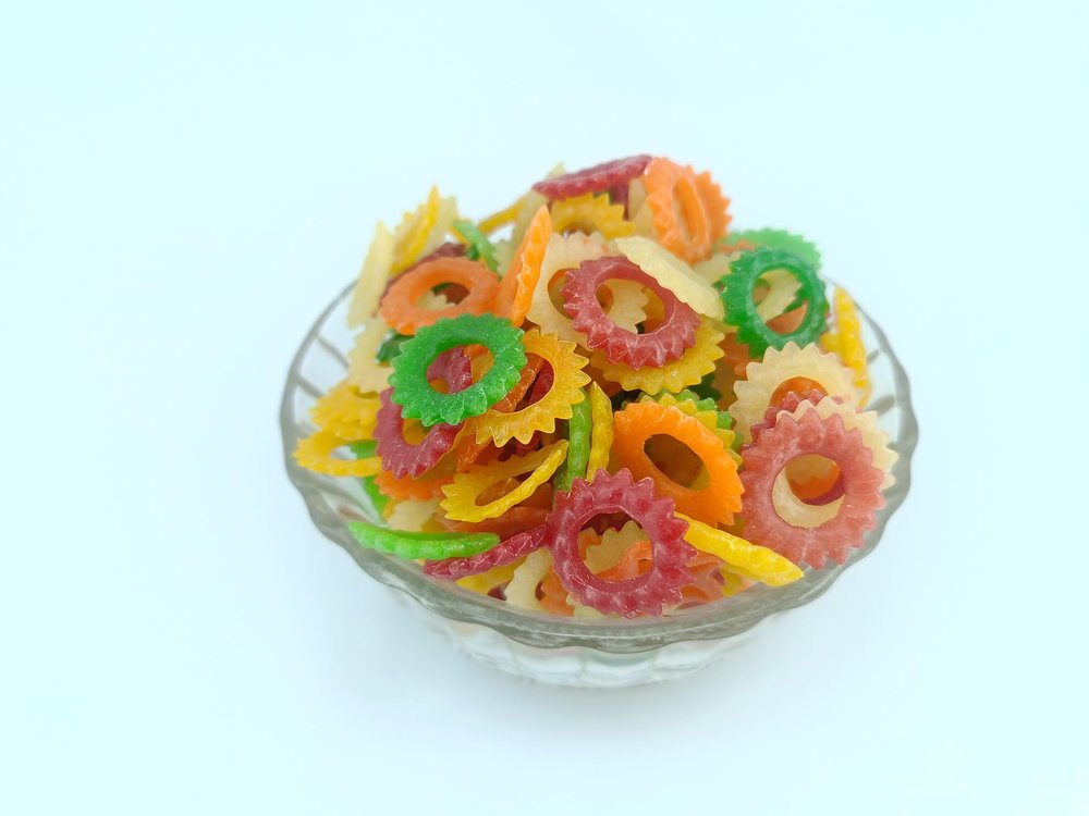 advancedestore advancedestore colourful sun ring fyyums, Colorful Mix Fryums, good for health, Ready to Fry Papad Snacks 400g.