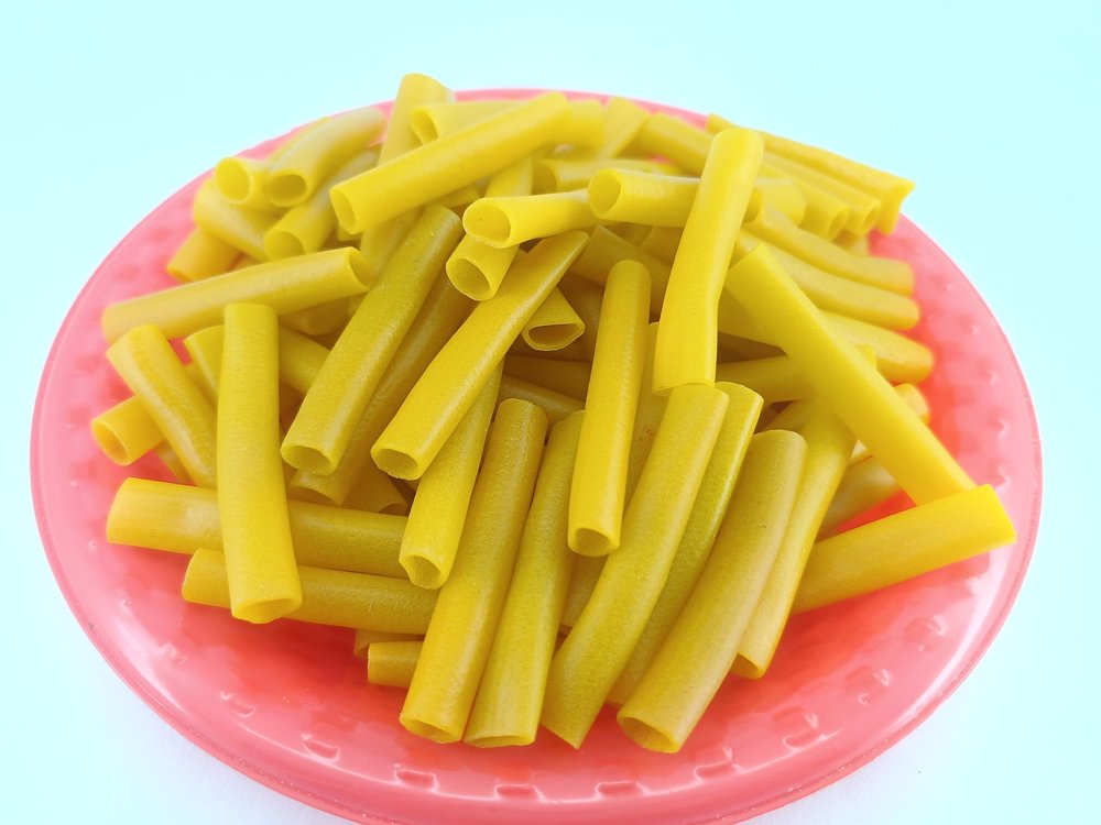 advancedestore golden colour long ring pipe shaped papad, ready to fry, good for health, long ring pipe fryums 400g.