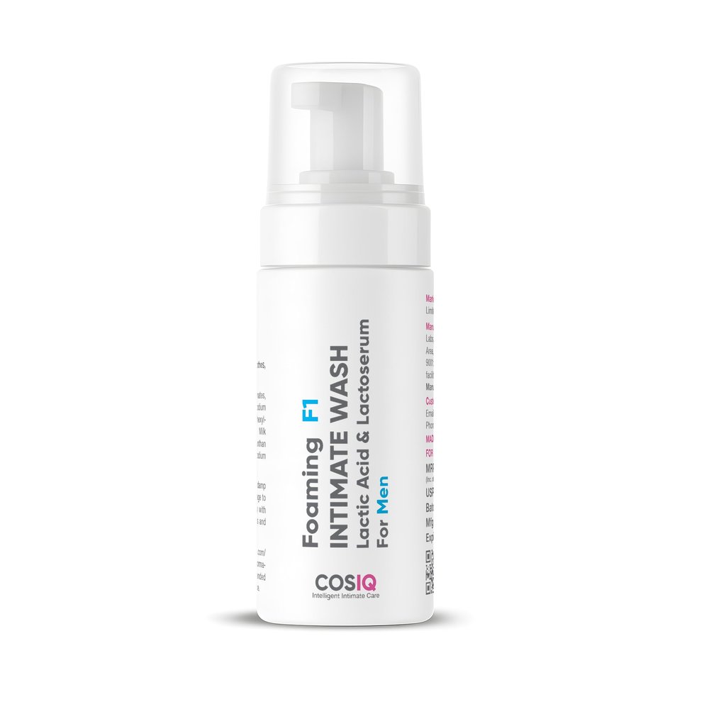 Cos-IQ Brightening Intimate Wash for Men, 100ml | Hygiene Wash with Lactic Acid & Lactoserum | Men Genital Wash| Men's Intimate wash 100ml