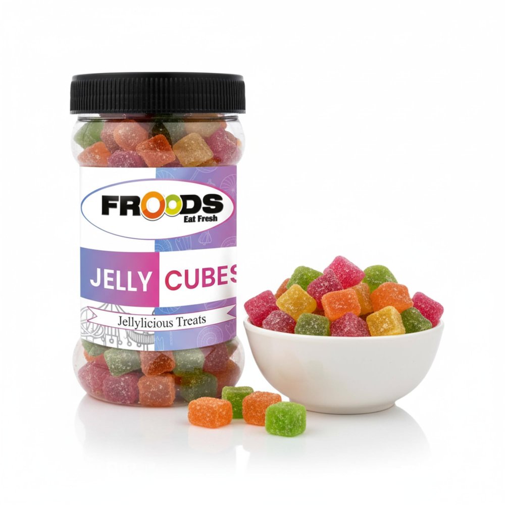 Froods Colorful Fruit Flavored Jelly Candies, Soft & Chewy Sugar Coated Bites, Vegan Snack for Children & Adults (250g Single Pack)
