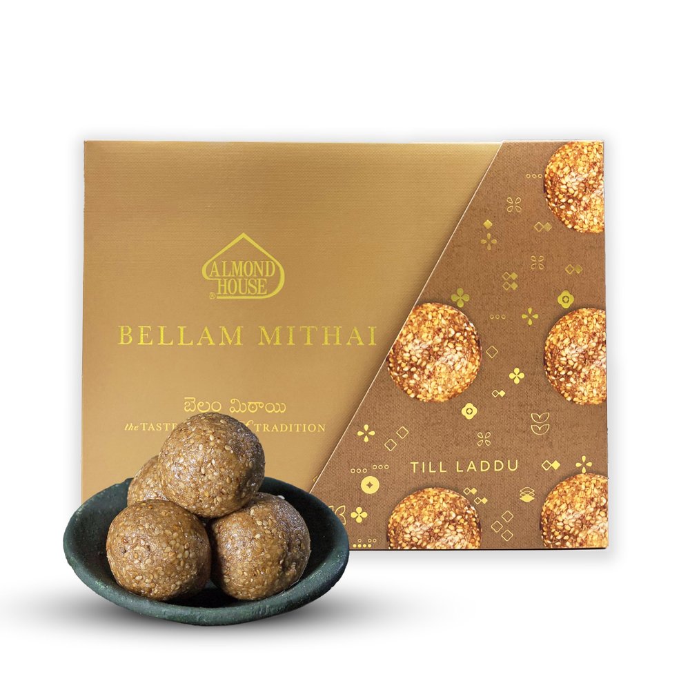 Almond House Till Laddu | Sesame Jaggery Laddu | Nutritious | Grandma's recipe | No Processed Sugar No Artificial Flavor & No added colours | Healthy Snack | Gluten Free | Perfect For Gifting | 250 gm