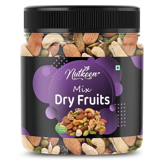 Nutkeen Healthy Mix Dry Fruits | Dried Almonds, Black Raisins, Cashewnuts, Cranberries, Black Dates & Many More (1 kg, MIX DRY FRUIT)