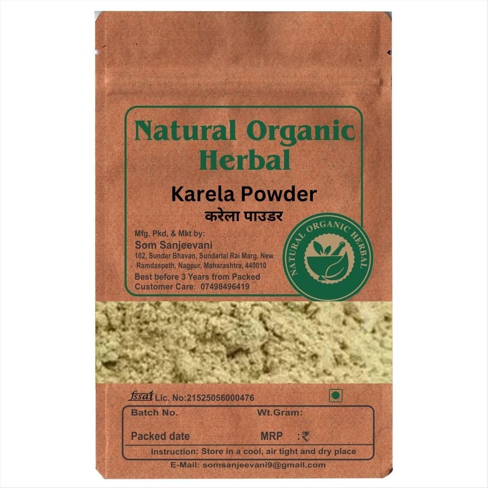 Natural Organic Herbal Karela Powder-100G-Supports Healthy Blood Sugar Levels-Natural-No Mixing--With 50g Multani Mitti Powder